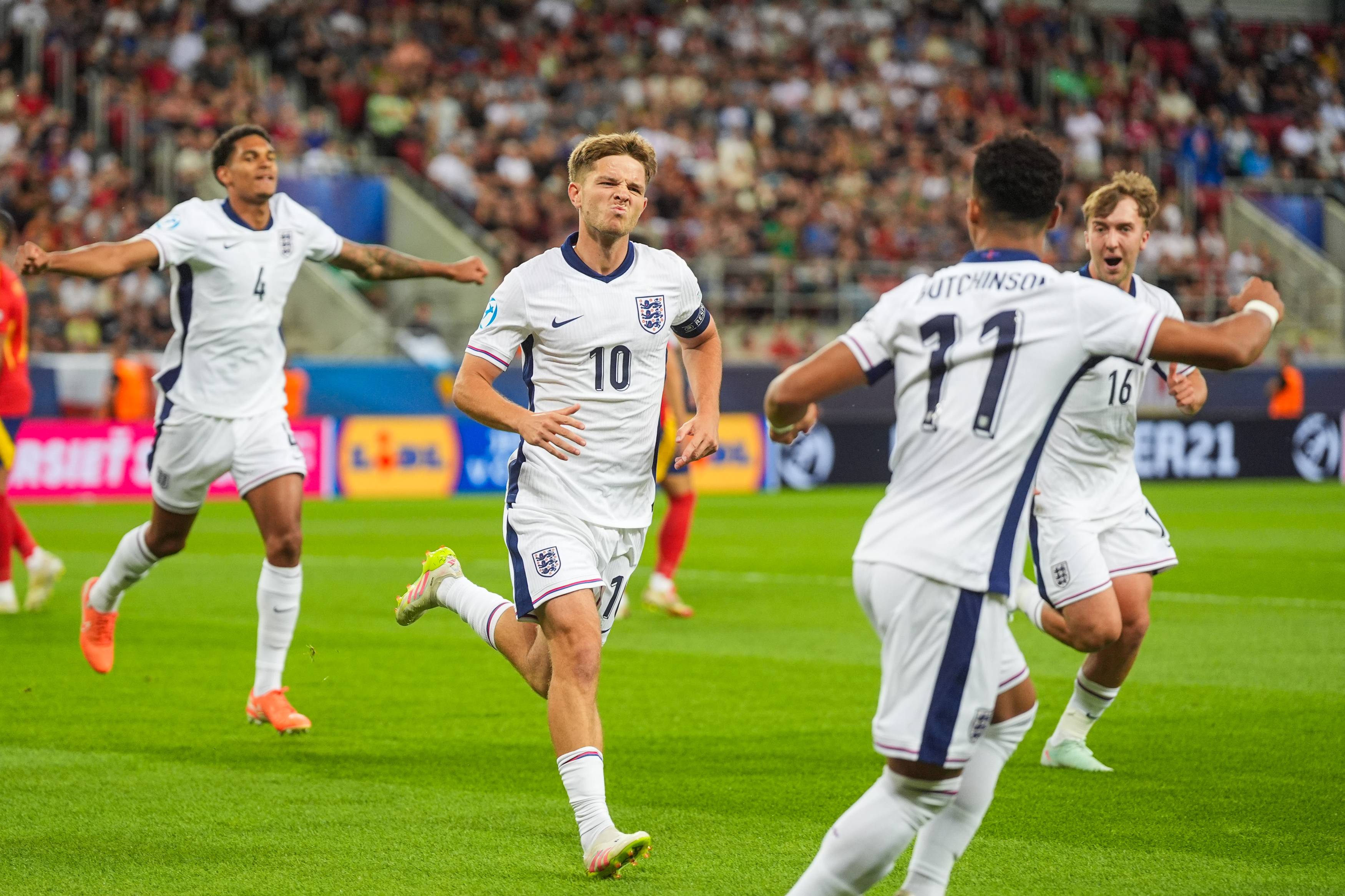 England U21 captain James McAtee celebrates