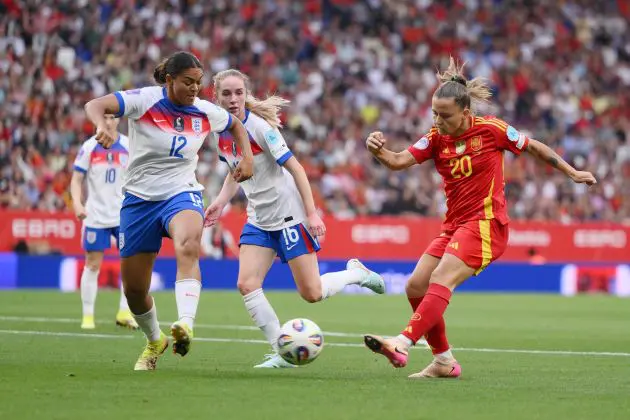 England Women in action against Spain