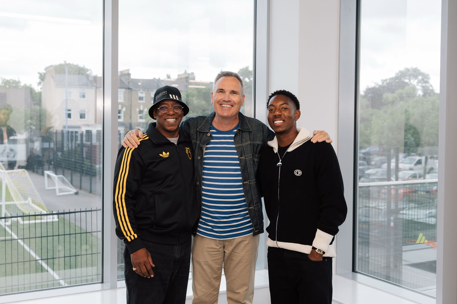 Hayters TV's Nick Callow with Ian Wright and Myles Lewis-Skelly