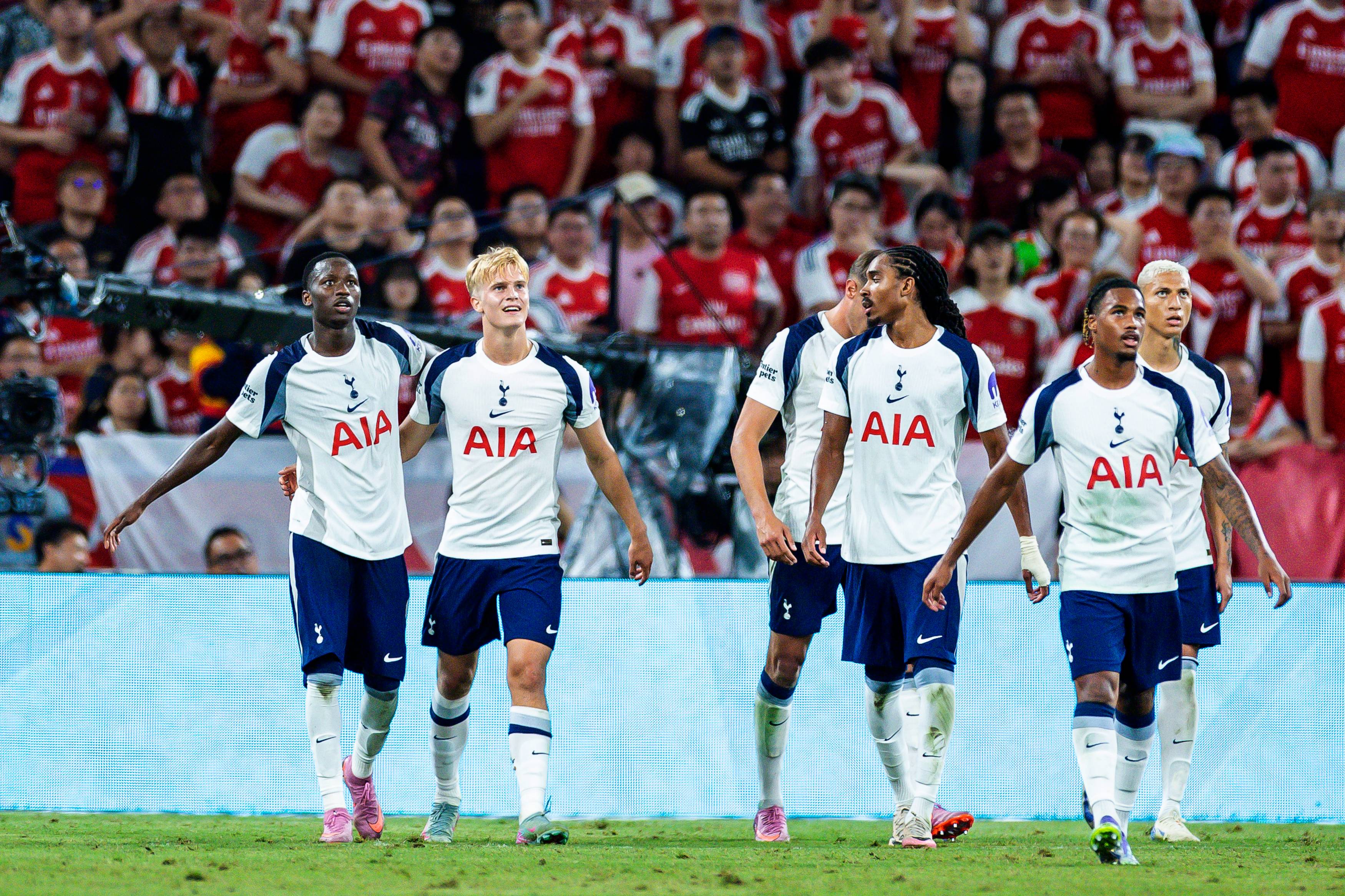 Spurs celebrate Sarr's goal