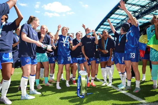 Chelsea celebrate winning the WSL title