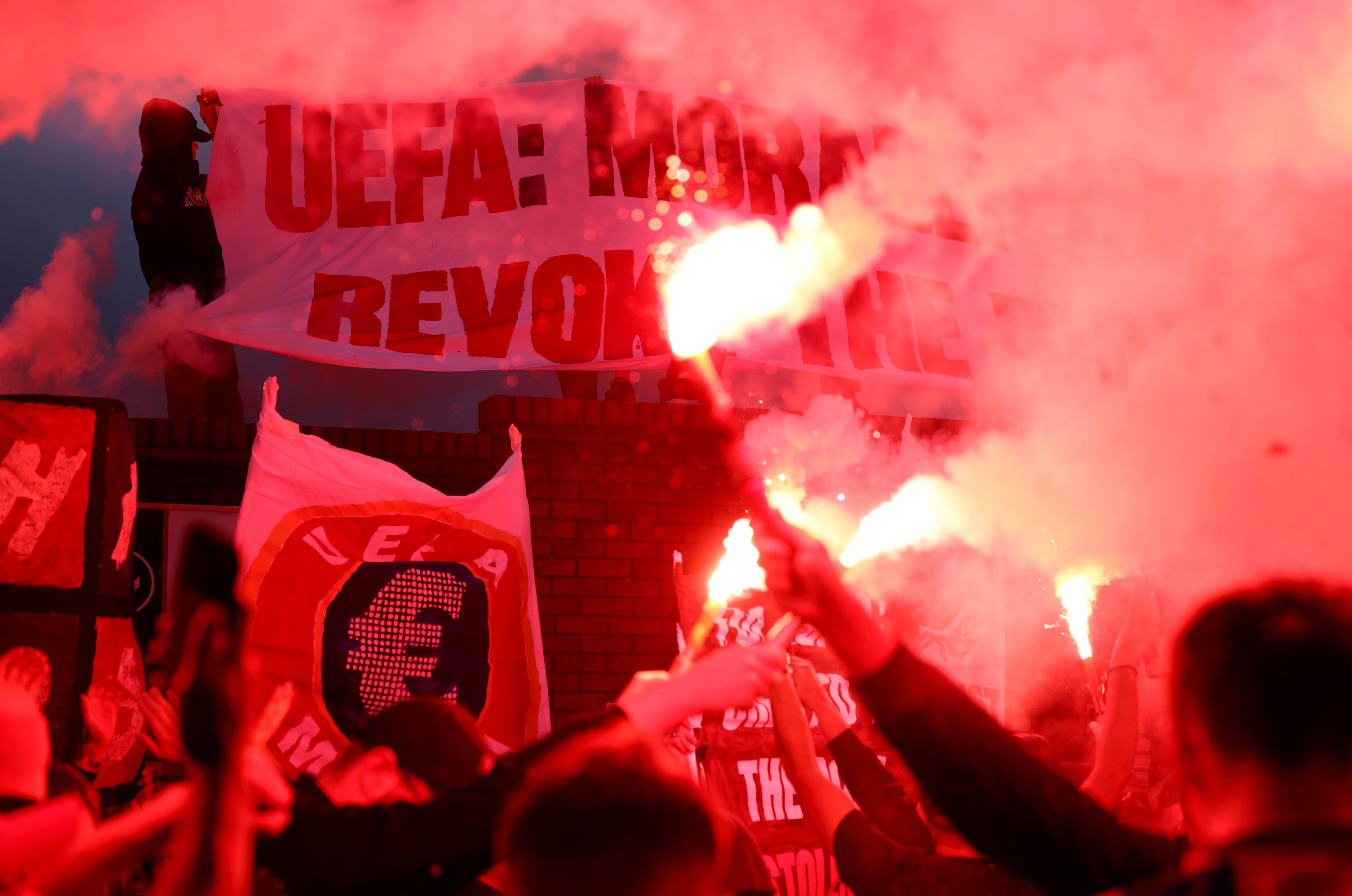 Crystal Palace fans protesting against their side's demotion to the Conference League