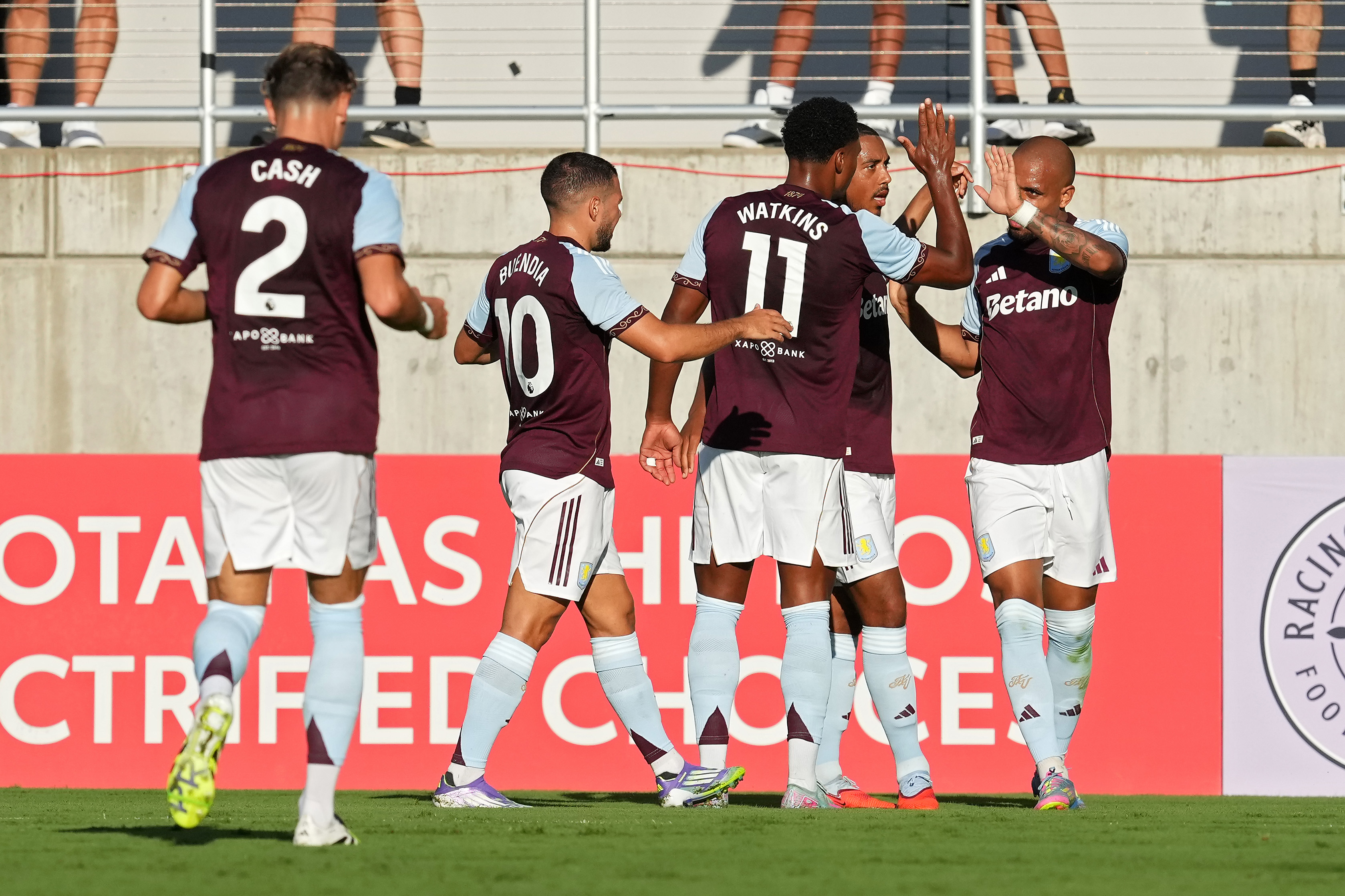 Aston Villa celebrate against Eintracht Frankfurt
