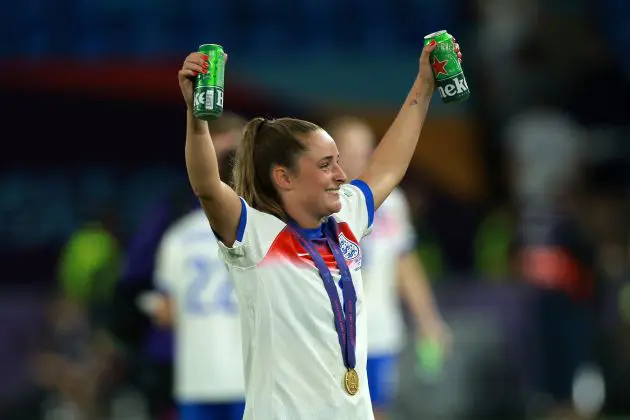 Ella Toone celebrates winning the Euros