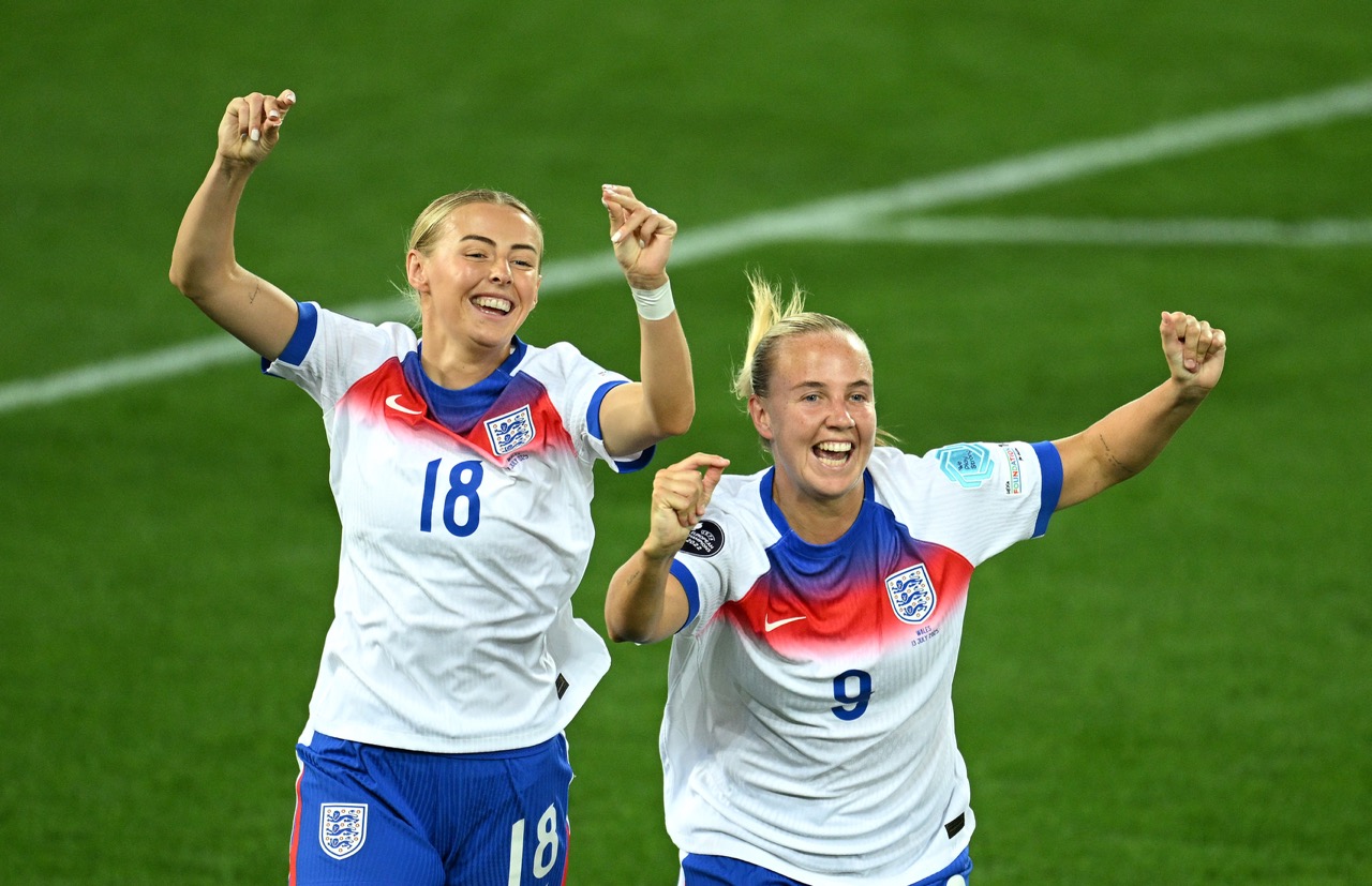 Chloe Kelly says England are having fun with the celebrations at Euro 2025 (Photo by Matthias Hangst/Getty Images via One Football)