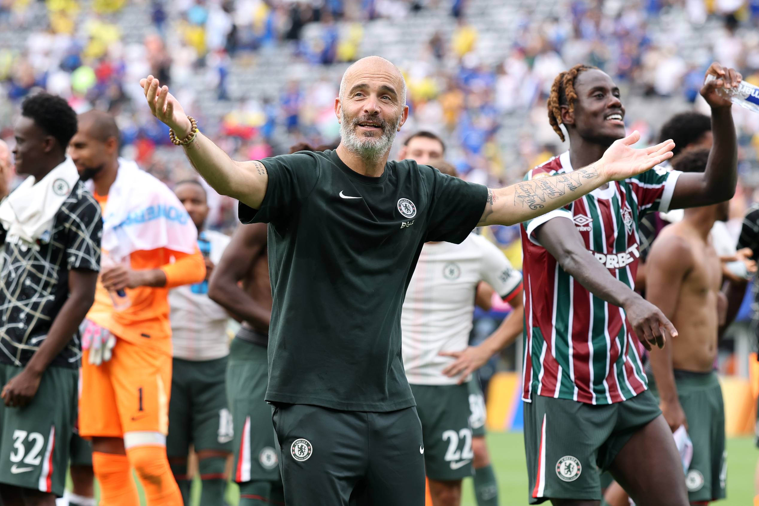 Chelsea boss Enzo Maresca celebrates
