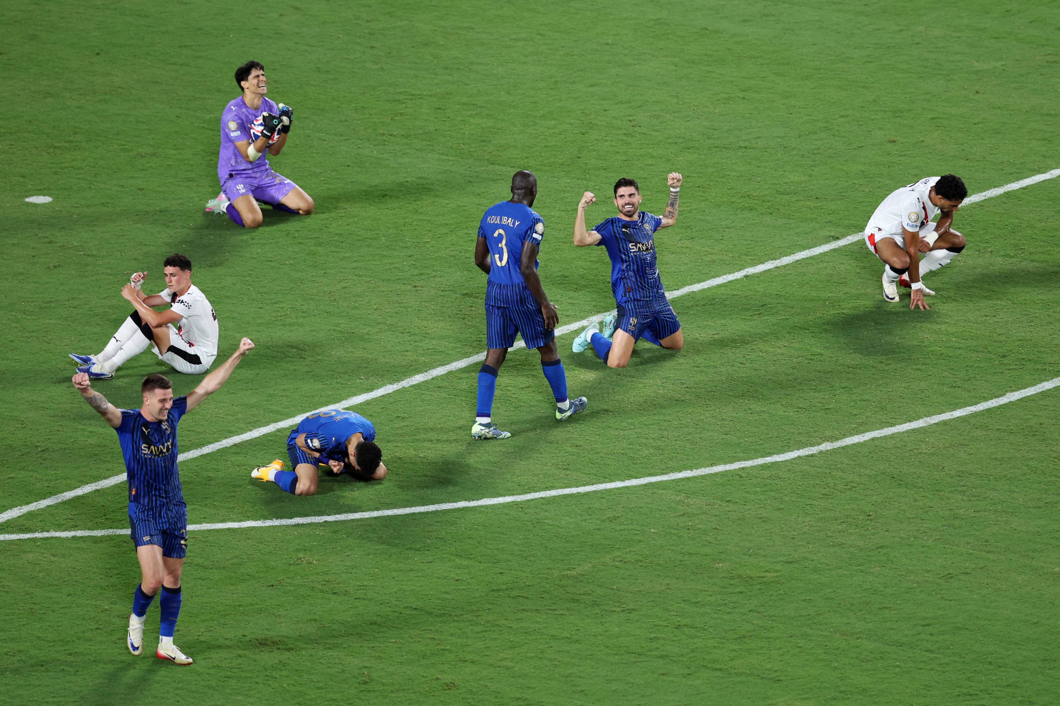 Al Hilal celebrate beating Man City