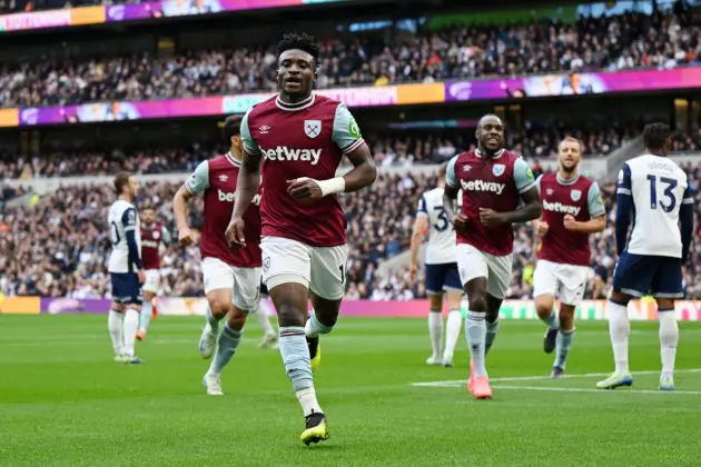 Tottenham target Mohammed Kudus scores against them. (Photo by Shaun Botterill/Getty Images) via ONE FOOTBALL