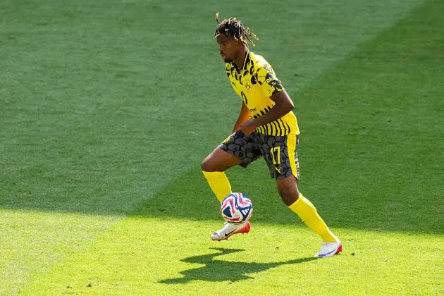 Carney Chukwuemeka in action for Borussia Dortmund