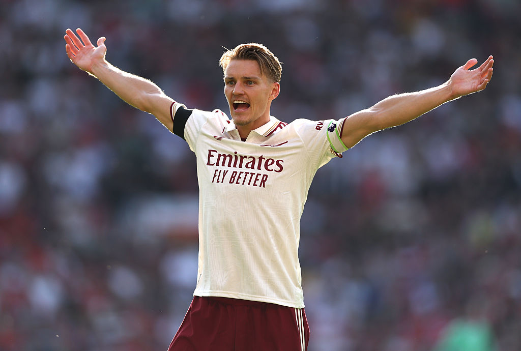 Martin Odegaard celebrates