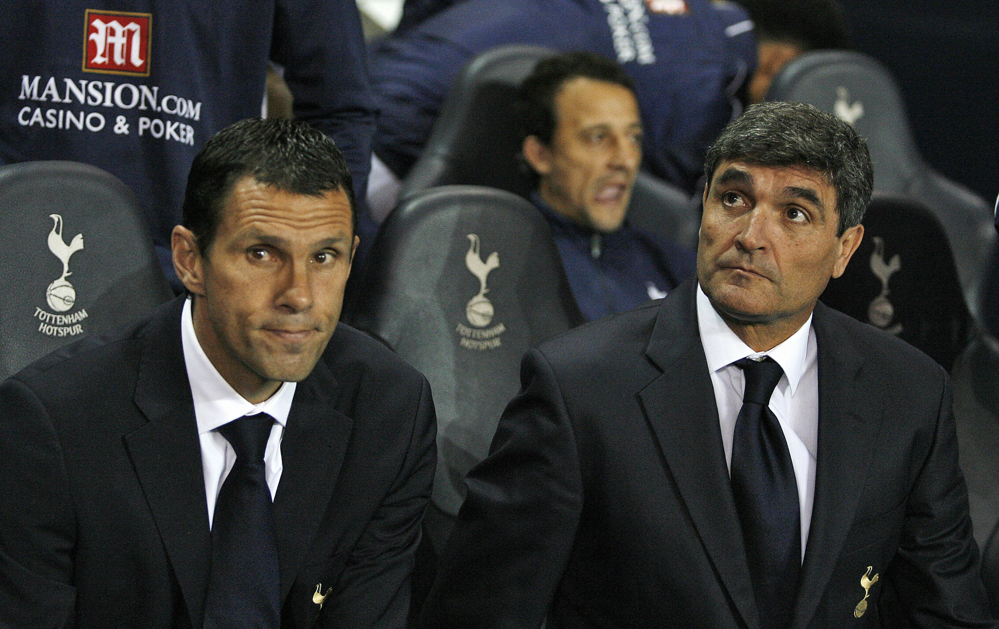 Gus Poyet (left) when he was Spurs assistant manager