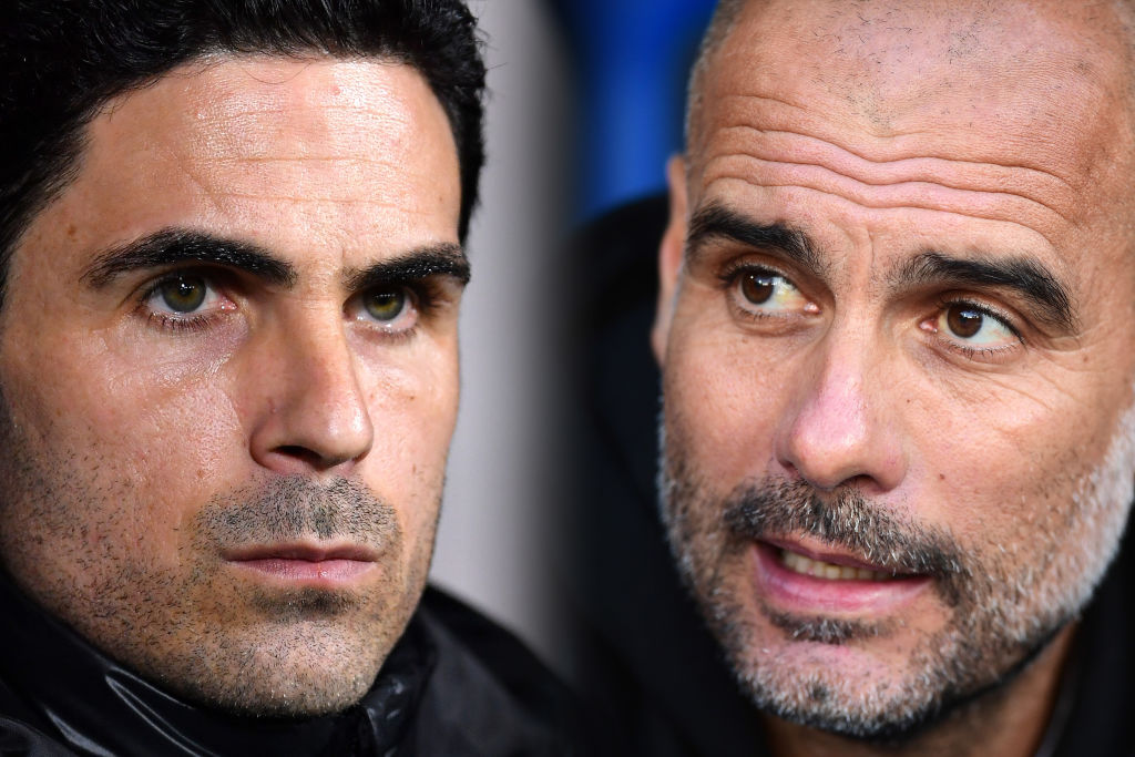 Mikel Arteta and Pep Guardiola (Photo by Alex Broadway/Getty Images)