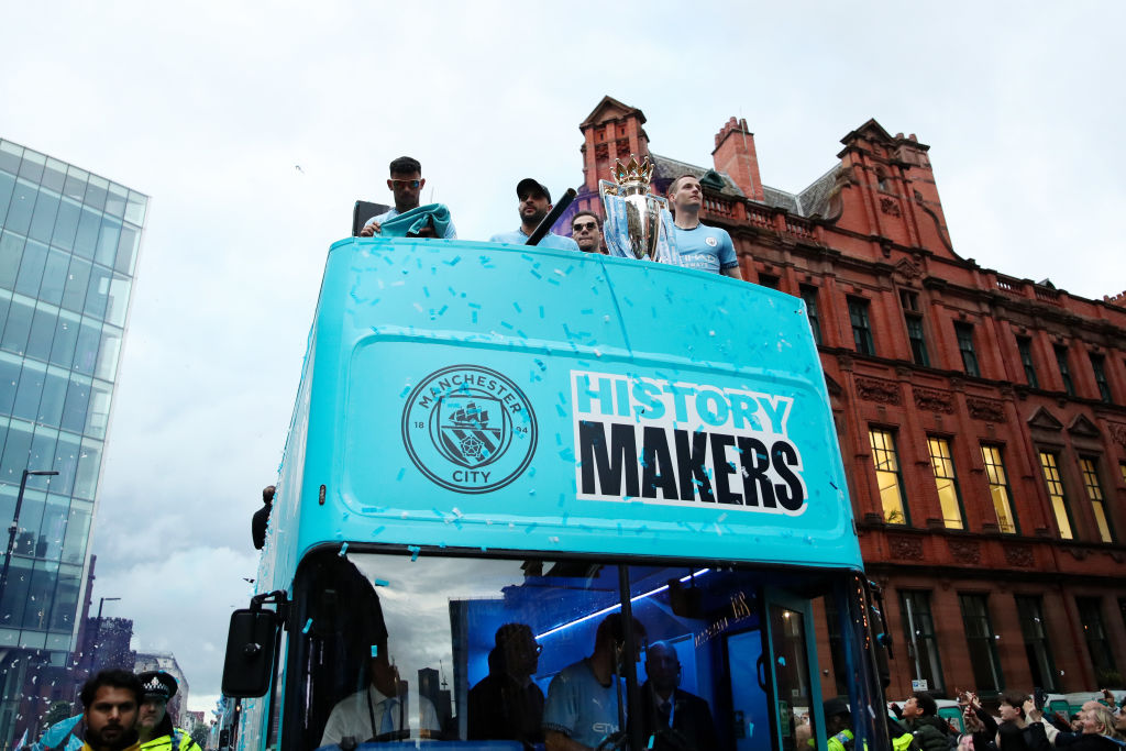 Manchester City celebrate their Premier League title win in 2024