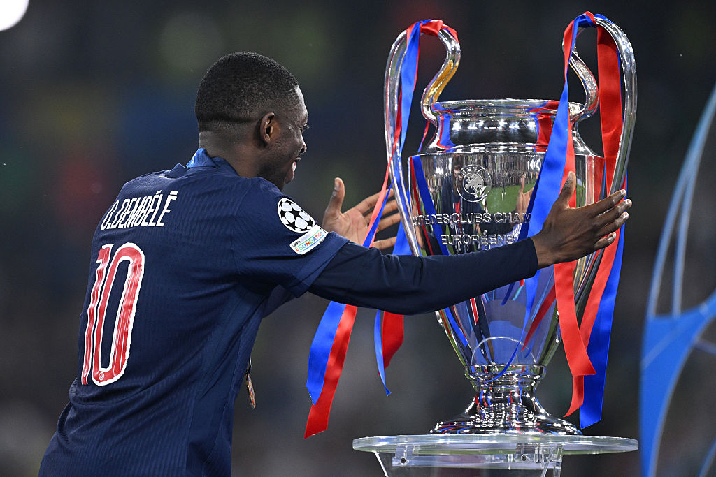 Ousmane Dembele with the Champions League trophy