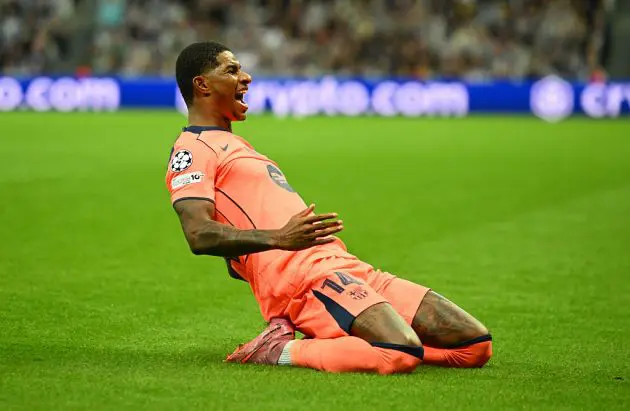 Marcus Rashford celebrates against Newcastle