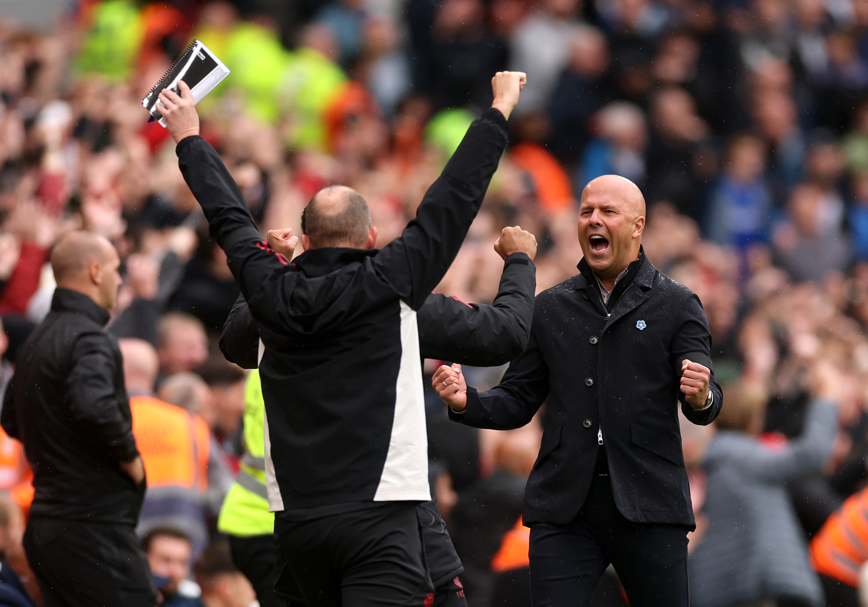 Arne Slot celebrates