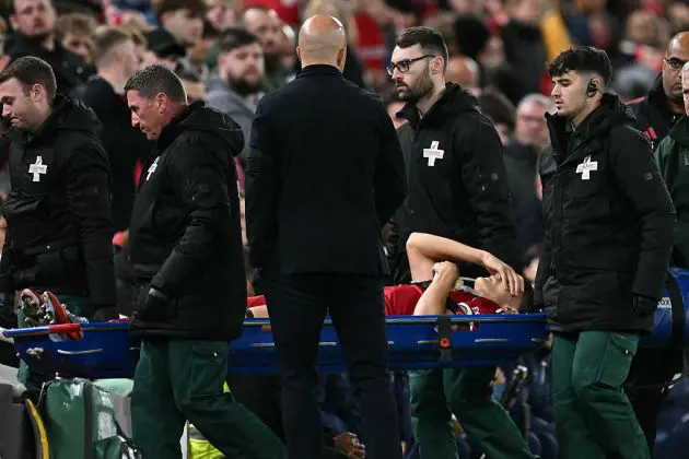 Giovanni Leoni is stretchered off