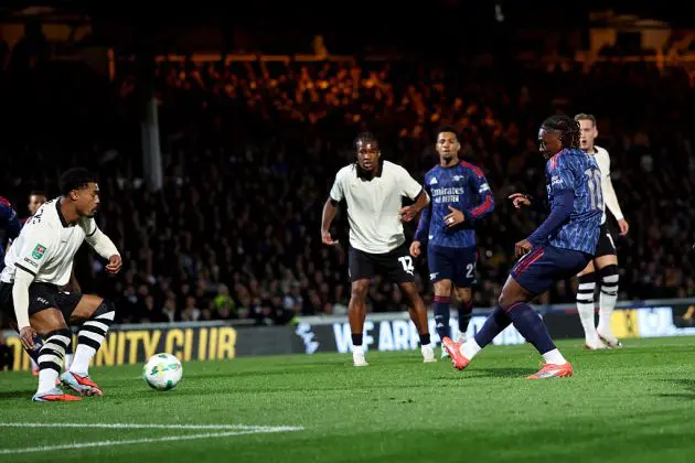 Ebere Eze scores his first Arsenal goal