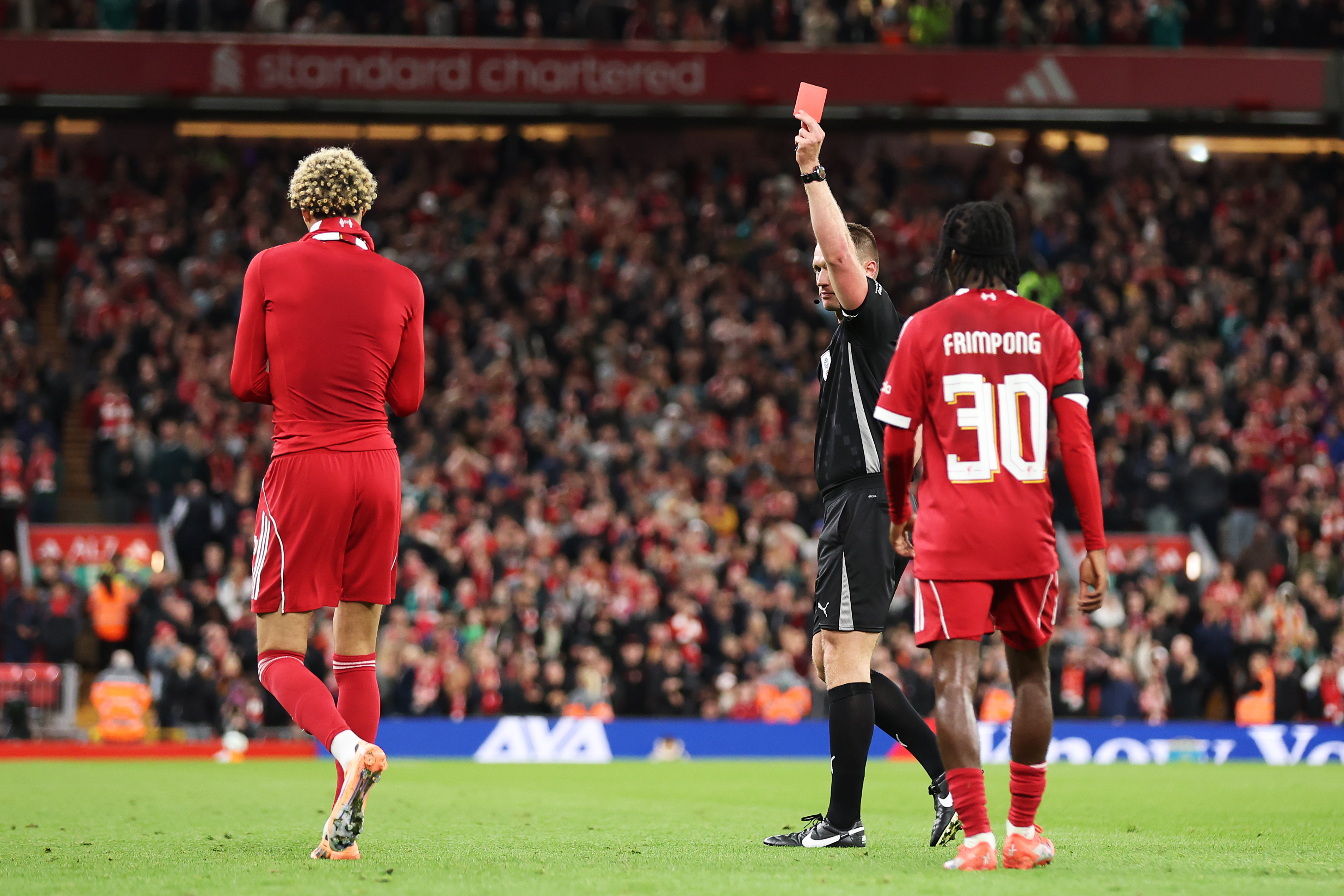 Hugo Ekitike is sent off against Southampton