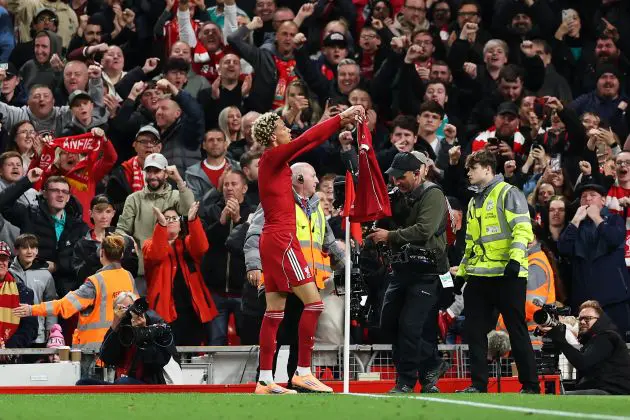 Hugo Ekitike celebrates against Southampton