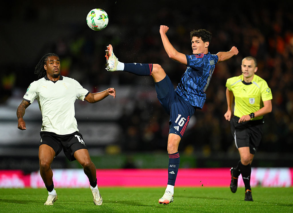 Arsenal in action against Port Vale