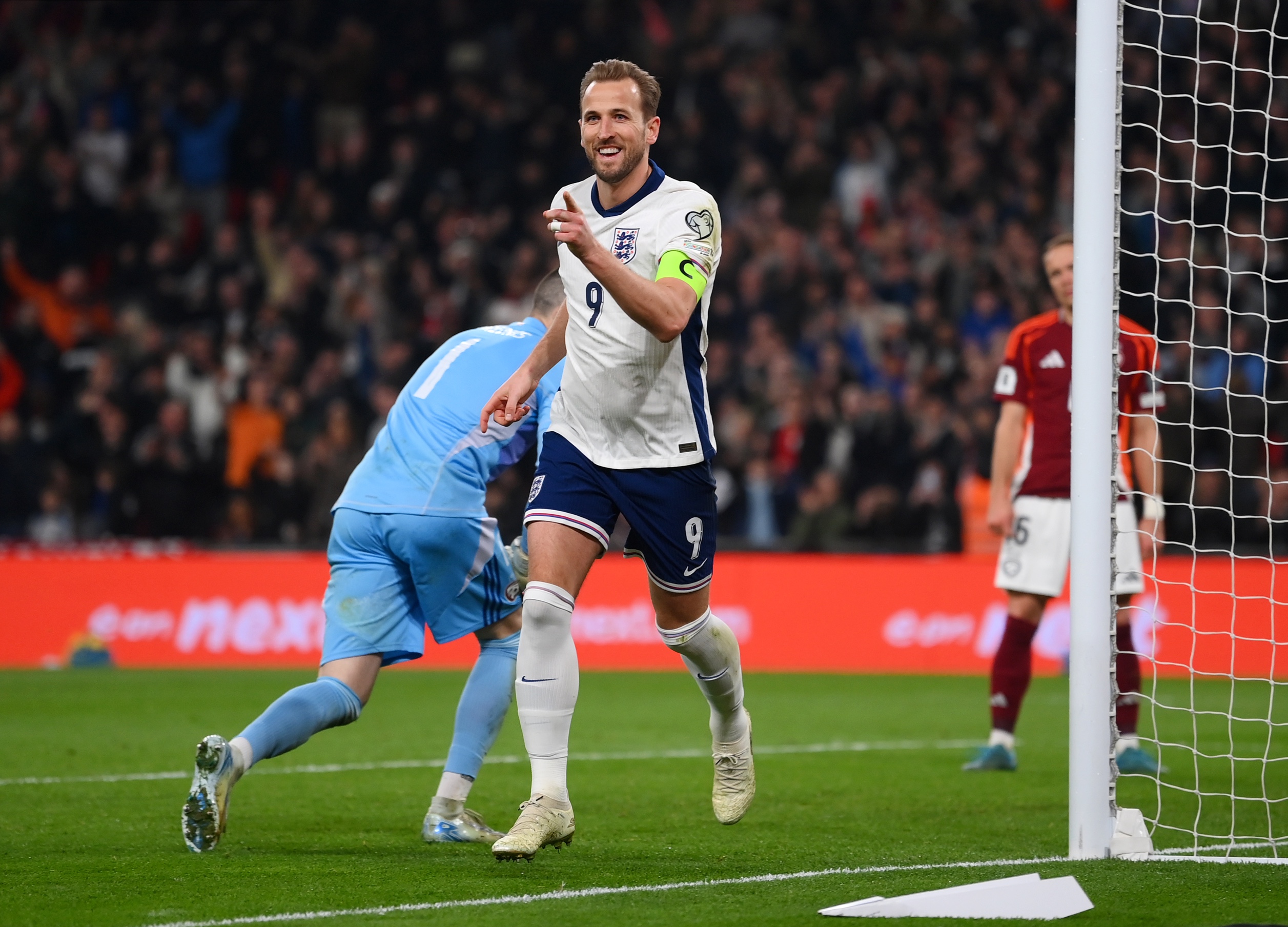 England's Harry Kane celebrates scoring against Latvia back in March (Photo by Mike Hewitt/Getty Images)