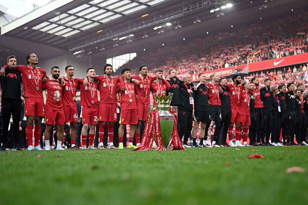 Liverpool celebrate their Premier League title win