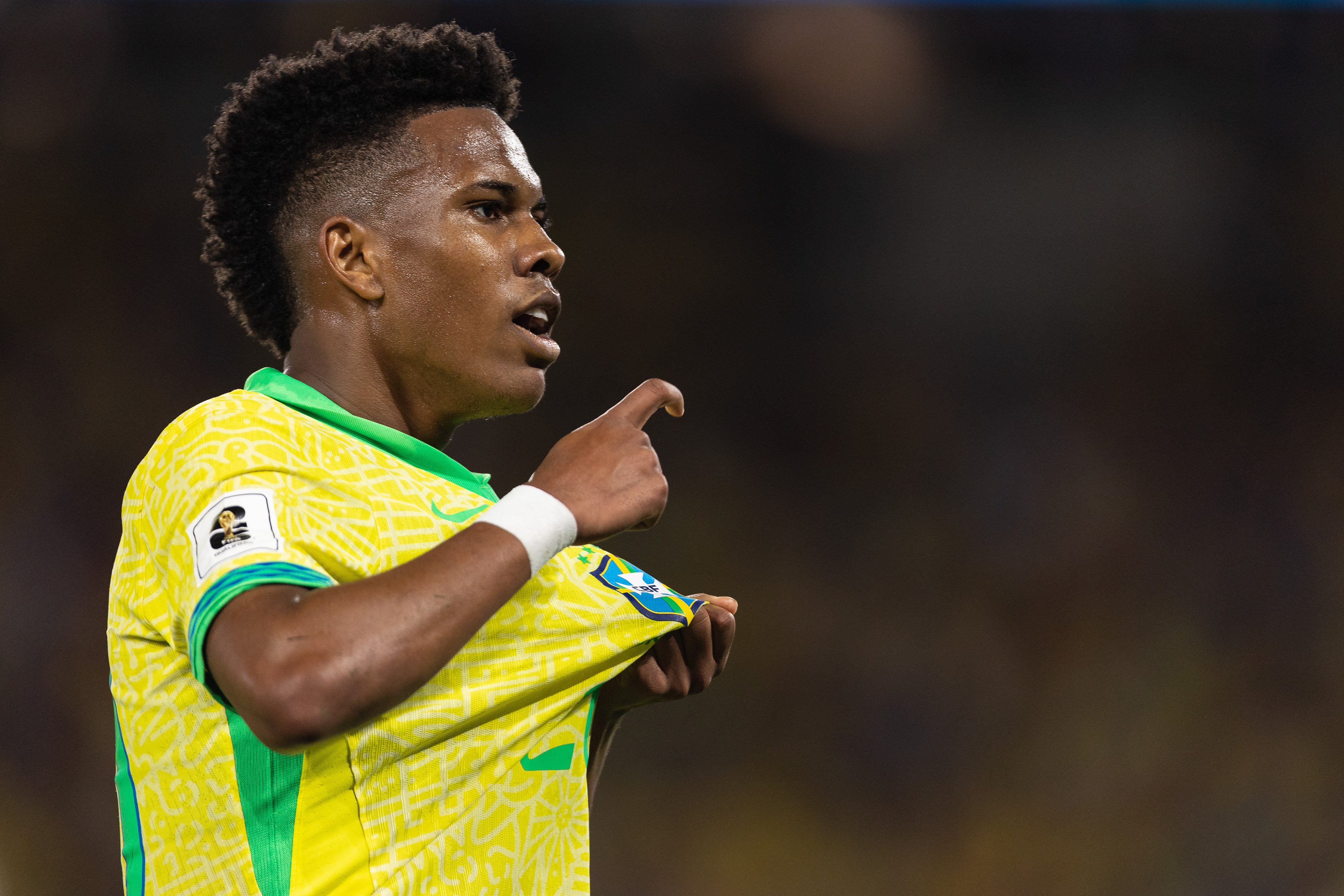 Estevao celebrates for Brazil