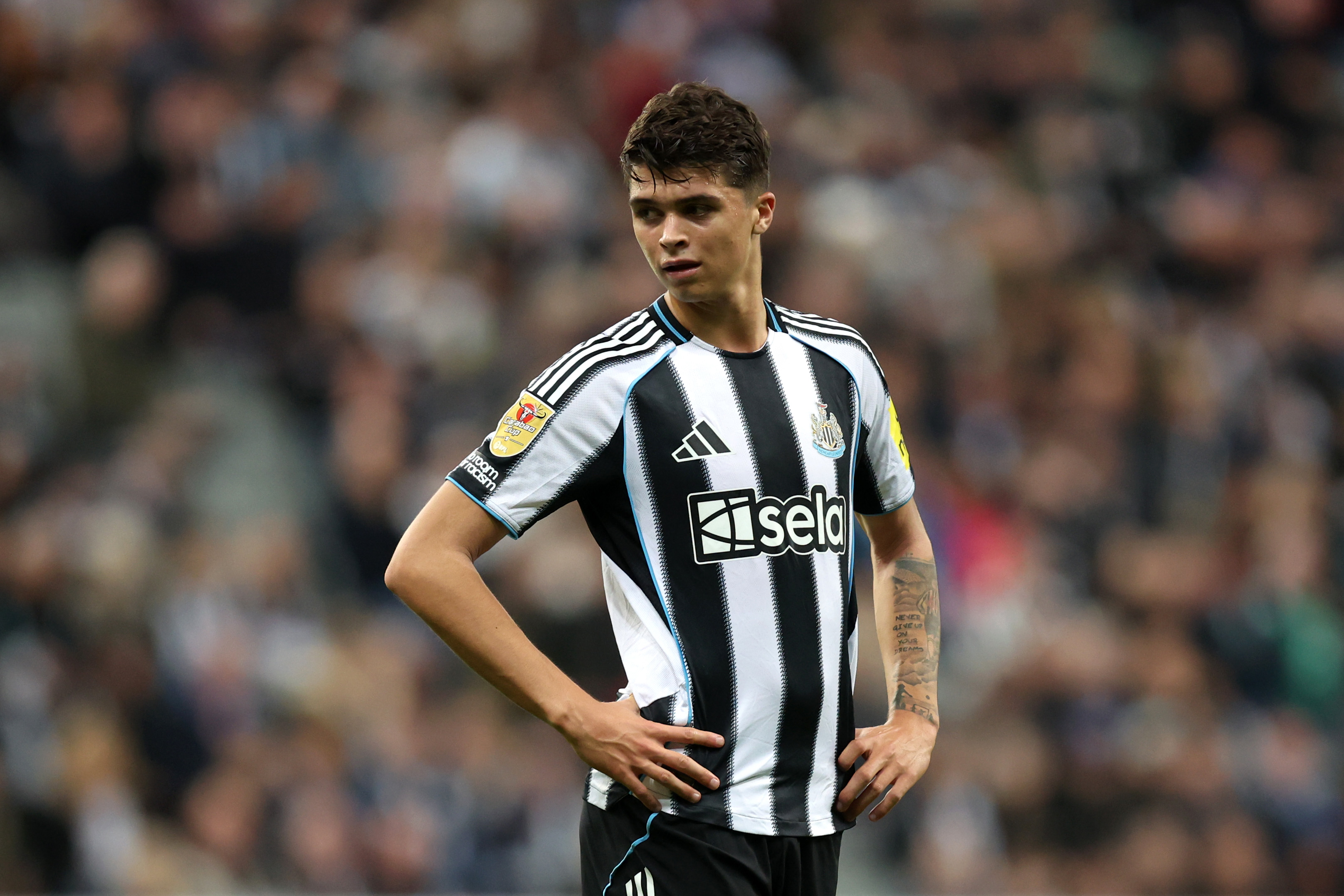 Newcastle midfielder Lewis Miley