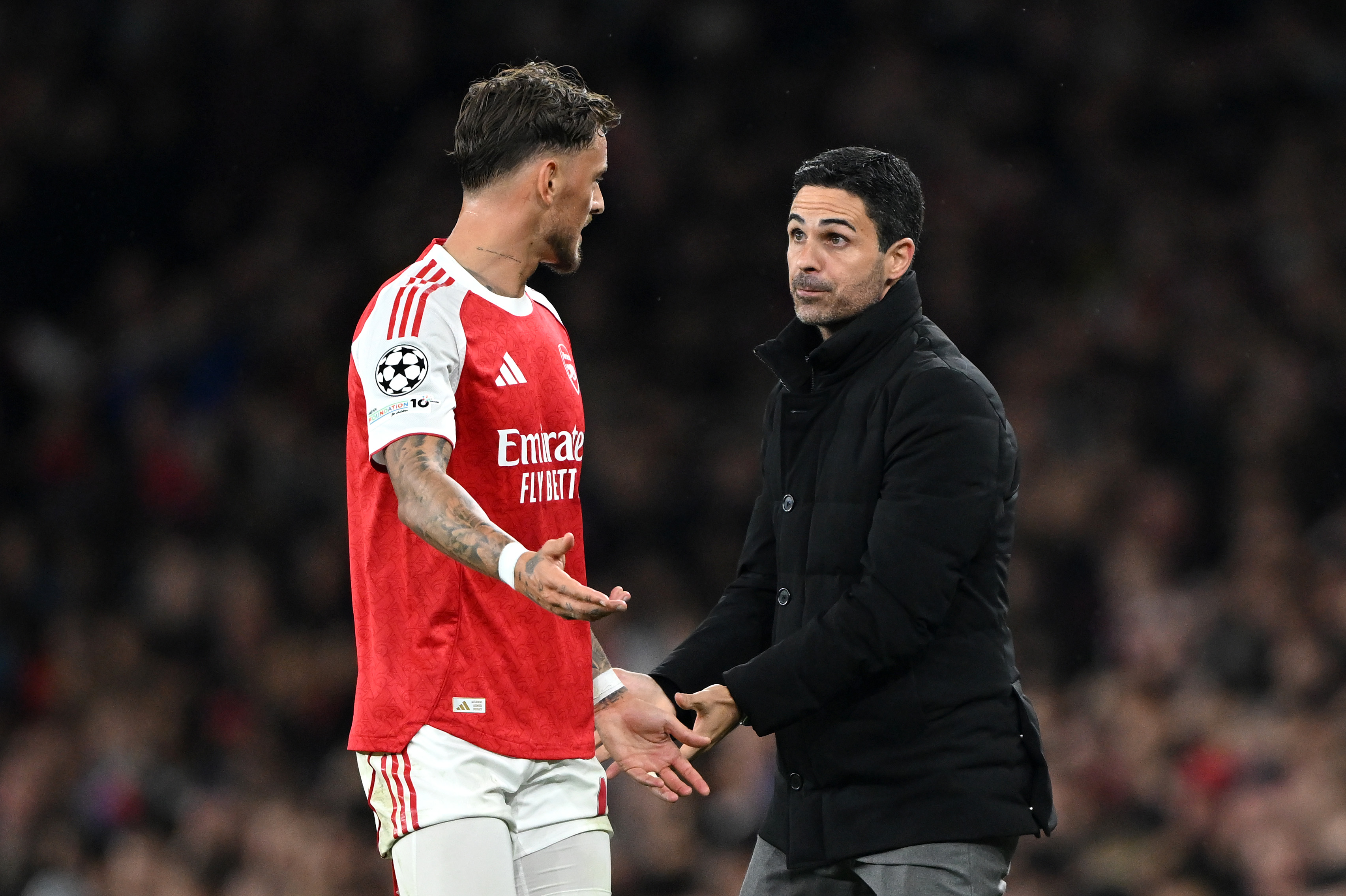 Ben White and Mikel Arteta