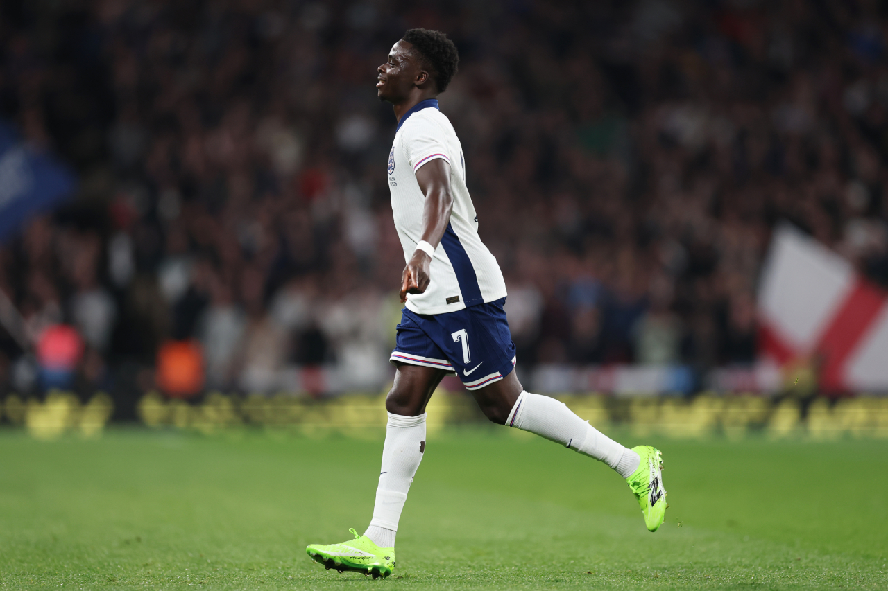 Bukayo Saka celebrates (Photo by Julian Finney/Getty Images)