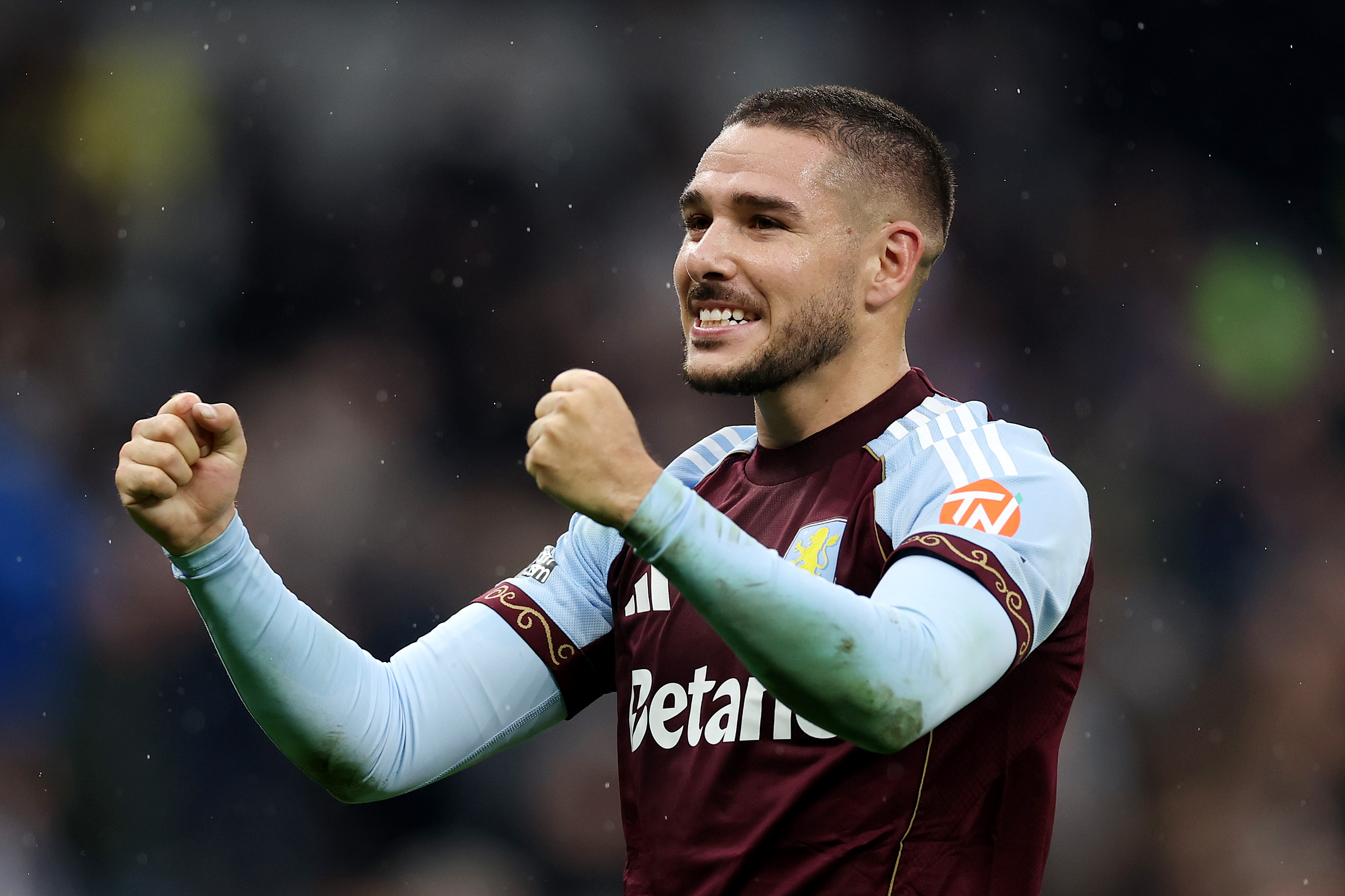 Emi Buendia celebrates his goal against Spurs