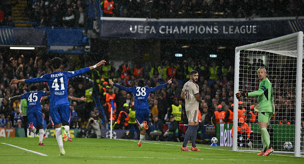 Marc Guiu celebrates Chelsea's opener