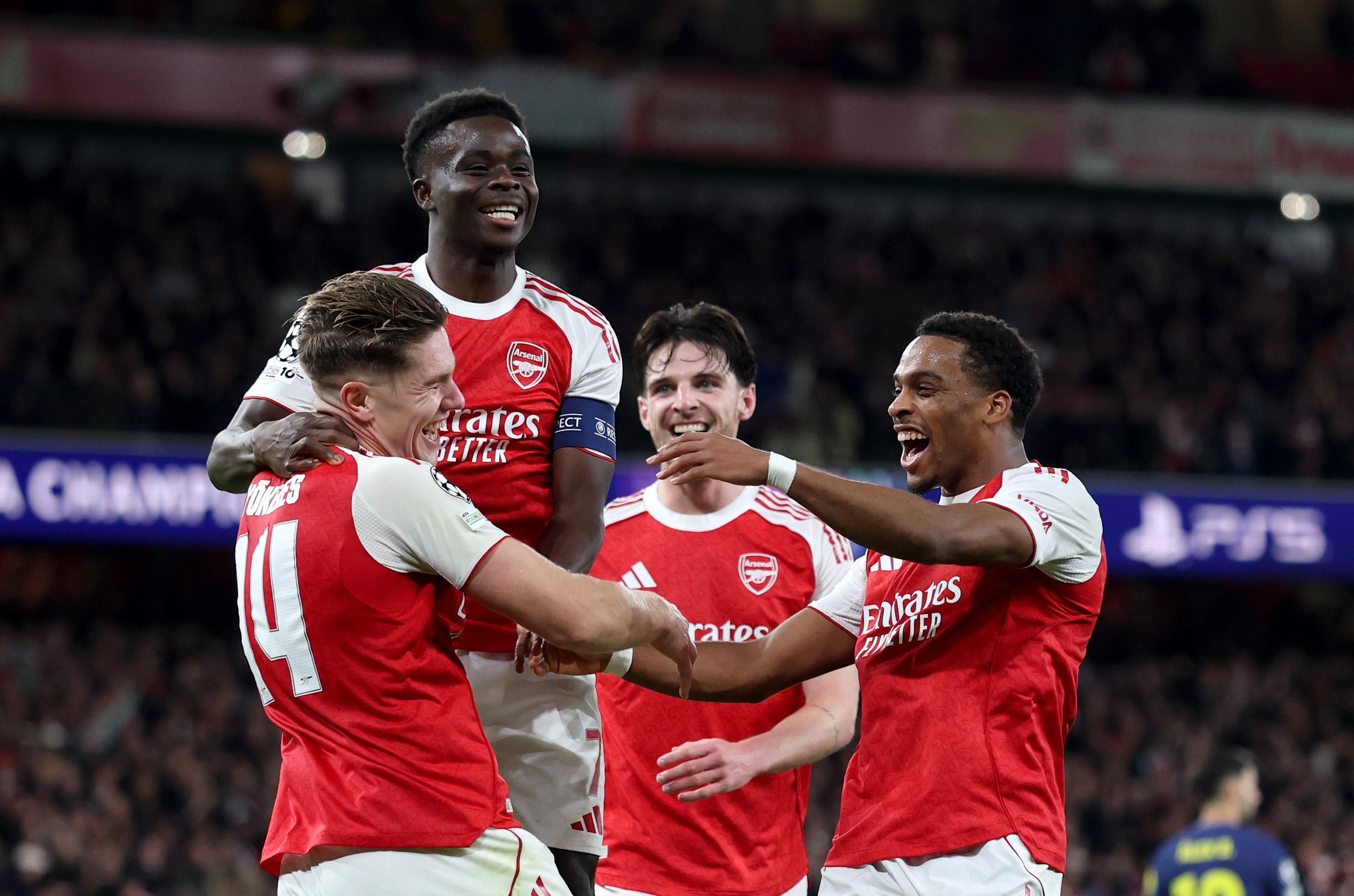 Arsenal celebrate against Atletico Madrid