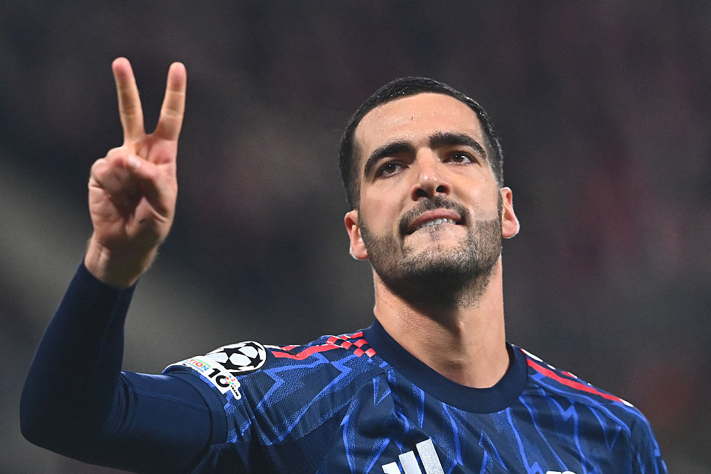 Mikel Merino celebrates his double