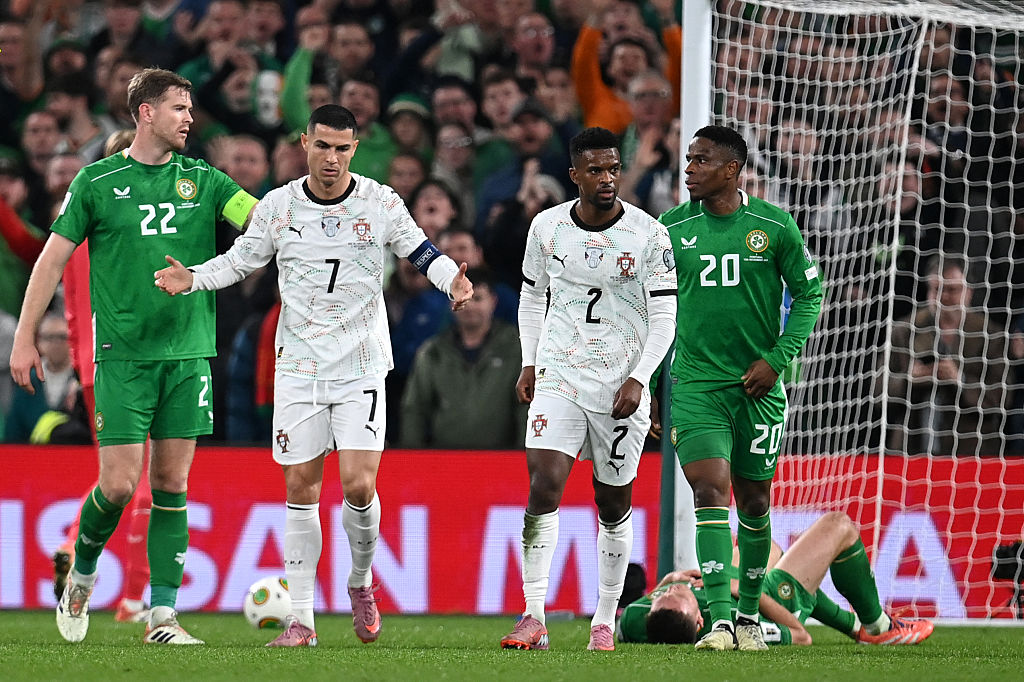 Cristiano Ronaldo was sent off for Portugal against the Republic of Ireland
