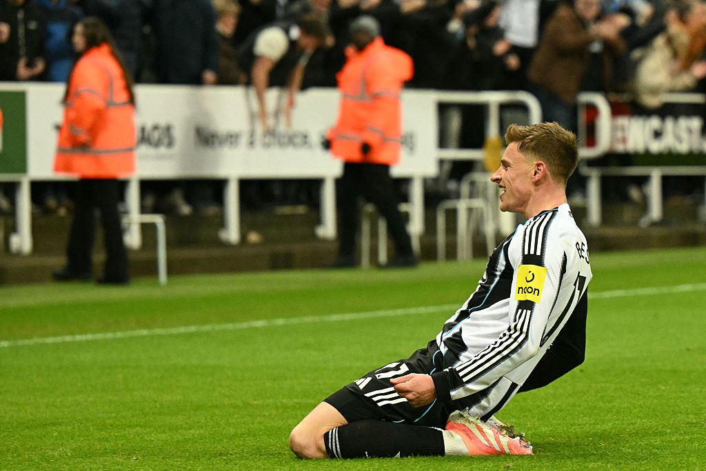 Harvey Barnes celebrates (Photo by Oli SCARFF / AFP via Getty Images) /