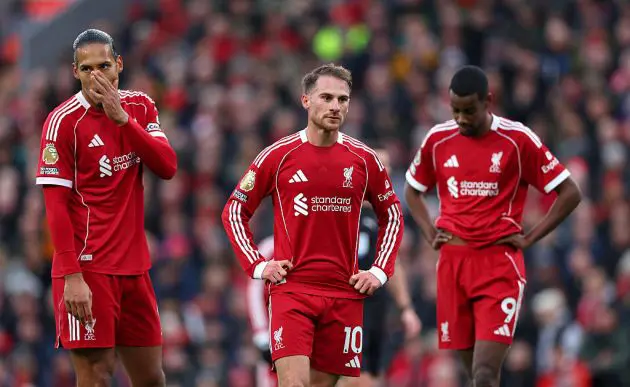 Liverpool's players after losing to Nottingham Forest