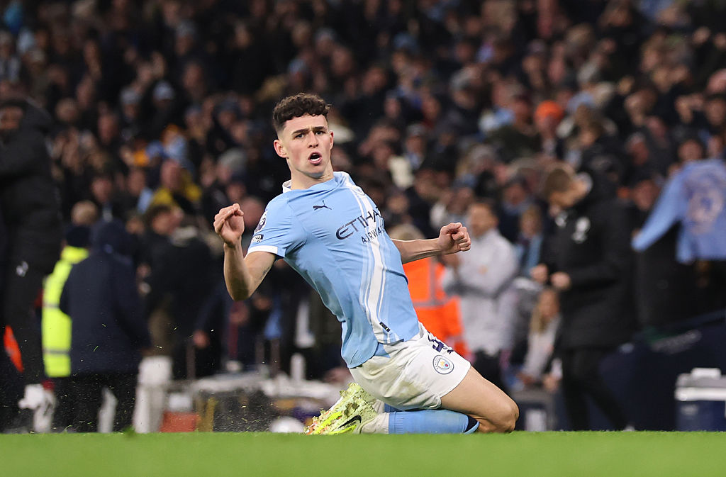 Phil Foden celebrates his late winner