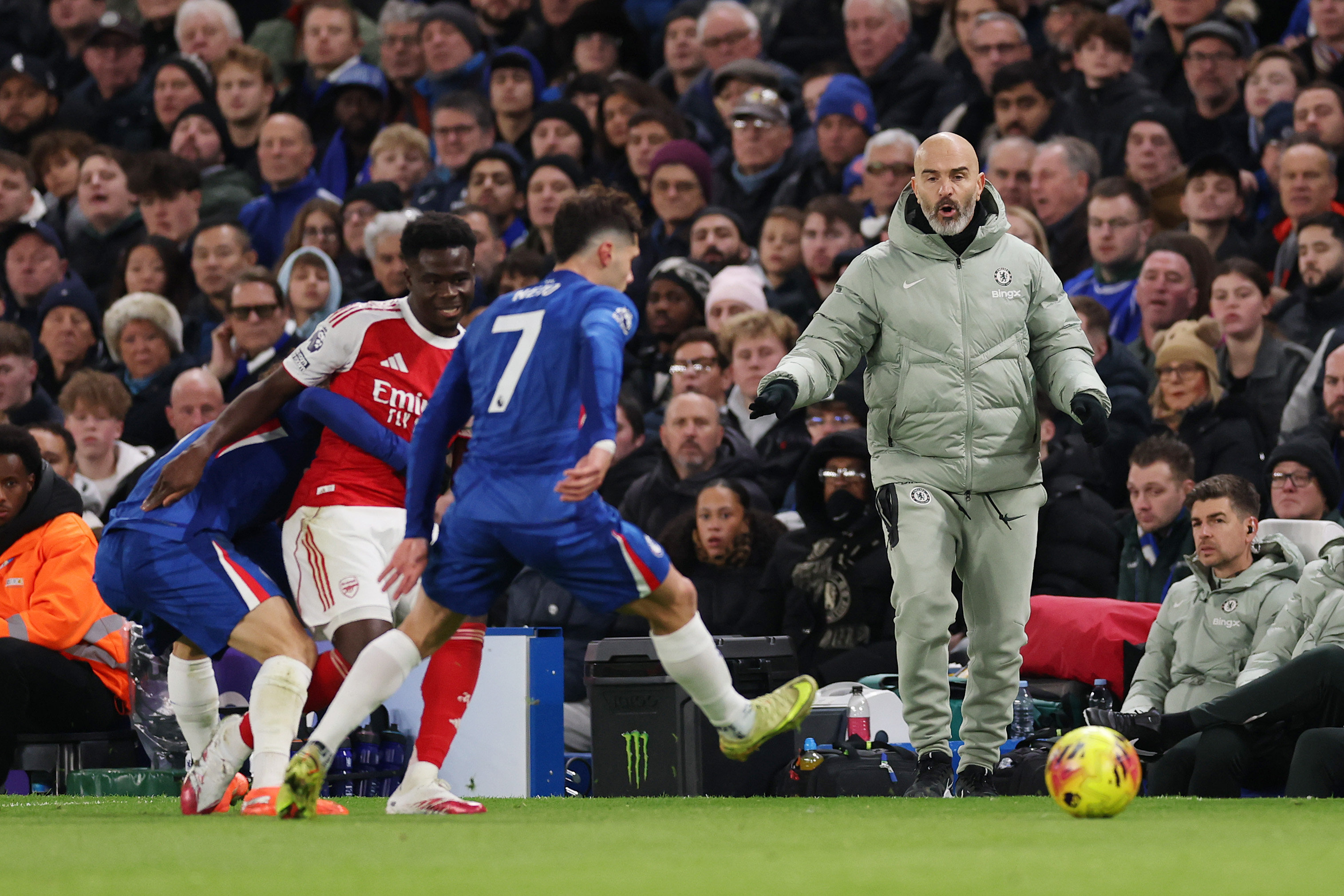 Chelsea boss Enzo Maresca watches on