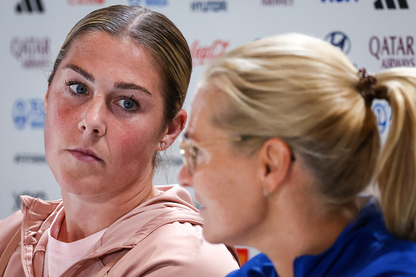 Sarina Wiegman addressed former Lioness goalkeeper Mary Earps' controversial book (Photo by DAVID GRAY/AFP via Getty Images)