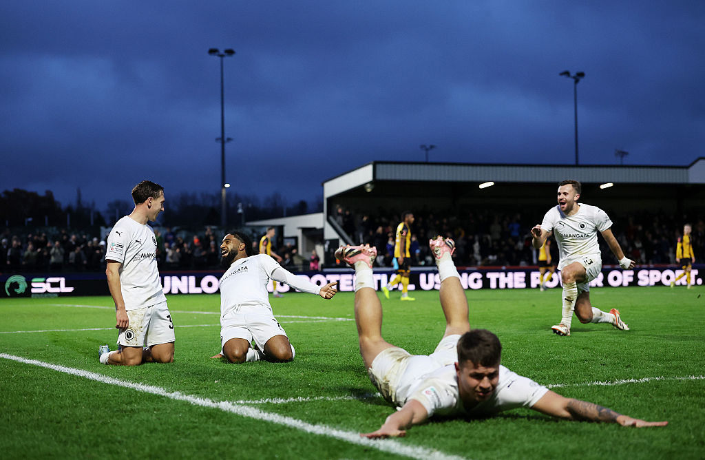 Boreham Wood celebrate against Newport County