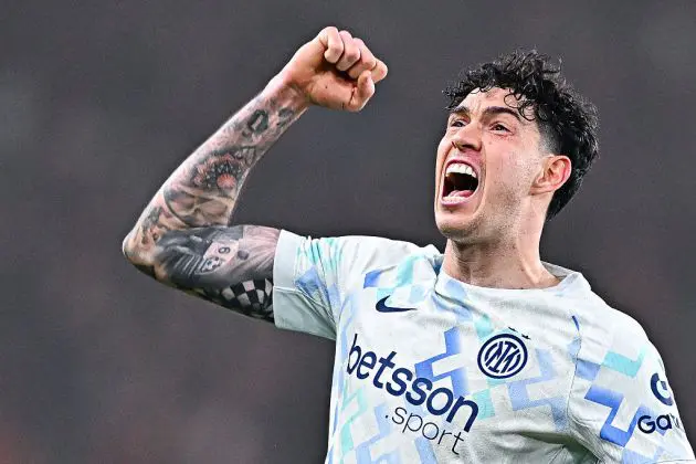 Inter Milan's Bastoni celebrates