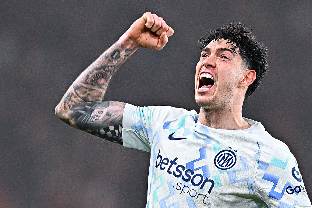 Inter Milan's Bastoni celebrates