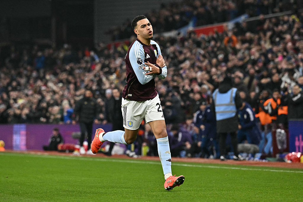 Morgan Rogers celebrates against Man Utd