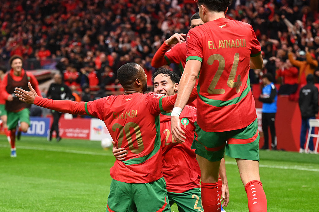 Morocco celebrate against Comoros