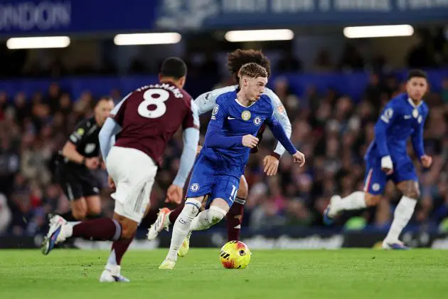 Cole Palmer in action against Aston Villa