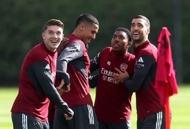 William Saliba and Viktor Gyokeres with their Arsenal team-mates