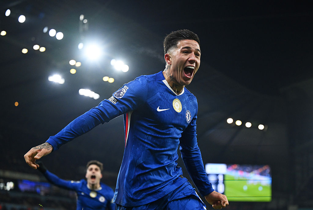 Enzo Fernandez celebrates his equaliser