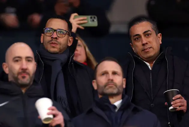 Liam Rosenior, incoming manager of Chelsea, and co-owner Behdad Eghbali (Photo by Justin Setterfield/Getty Images)